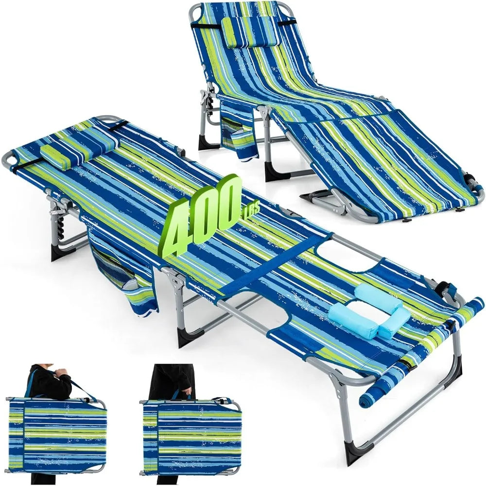 400LBS Folding Tanning Chair – Face Down Sun Lounger with Arm Holes