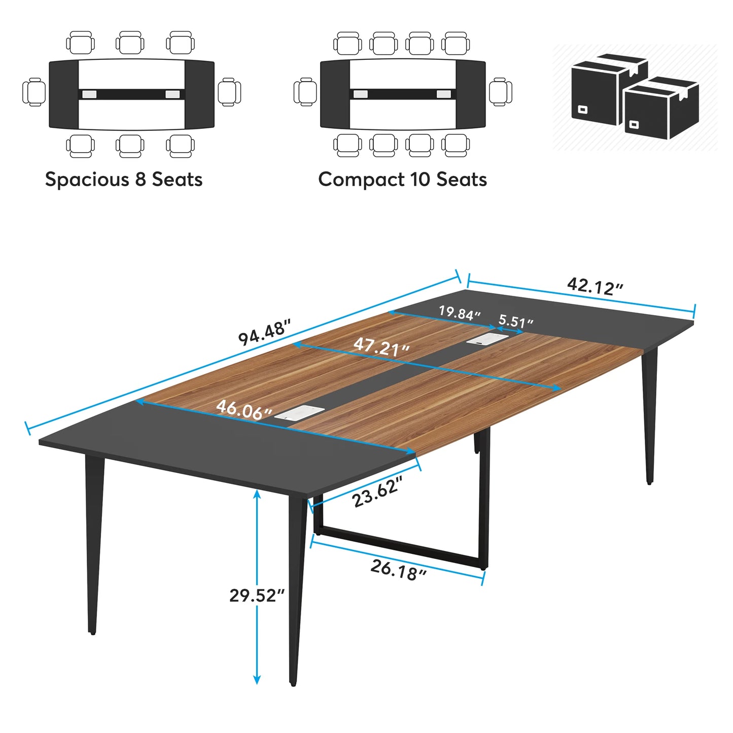 Boat-Shaped Conference Table