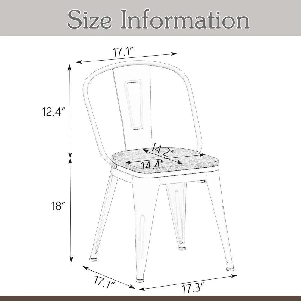 Set of 4 High Back Metal Chairs