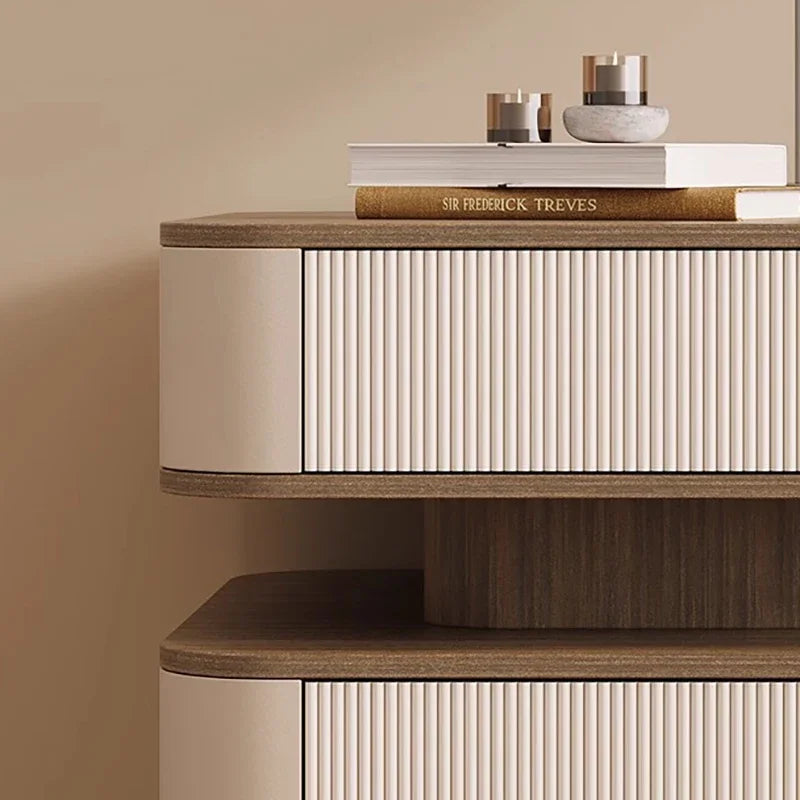Minimalist Aesthetic Nightstand – Nordic Bedside Table with Drawers and Storage
