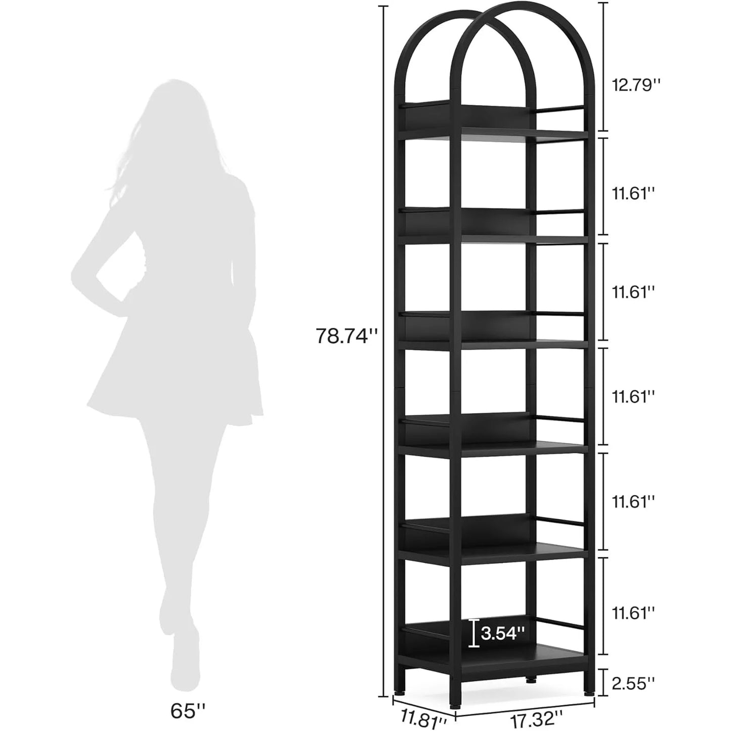 Arched 6‑Tier Bookcase