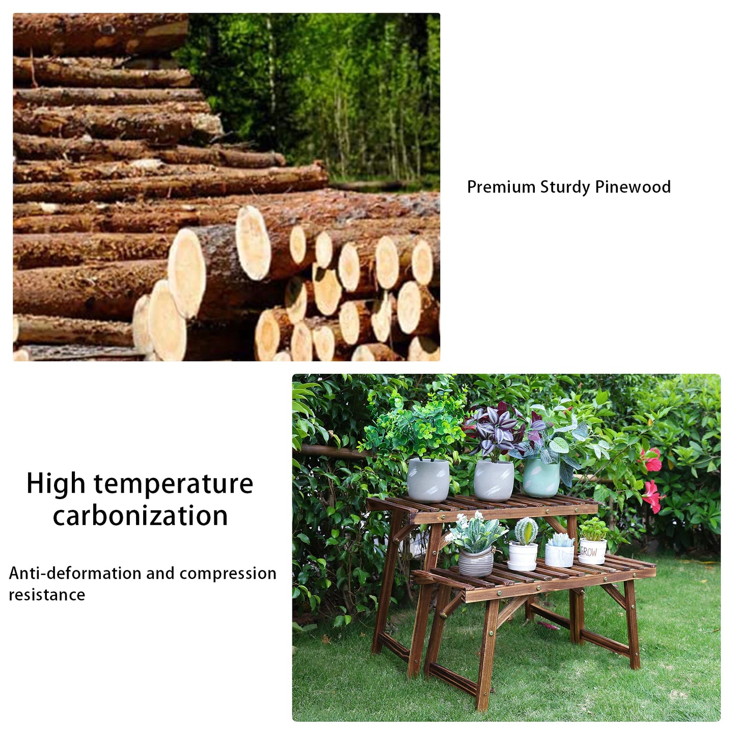 Wood Ladder Plant Shelf