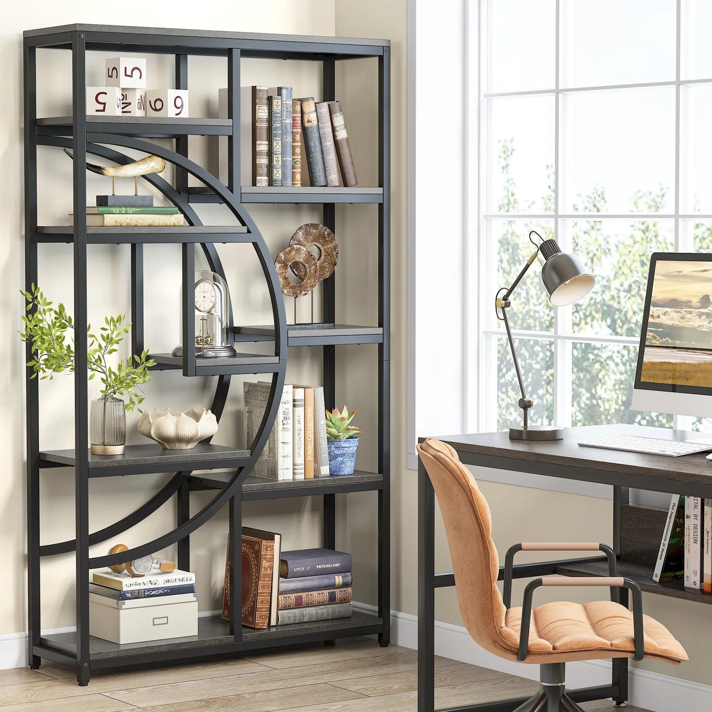 Half‑Moon Etagere Bookcase
