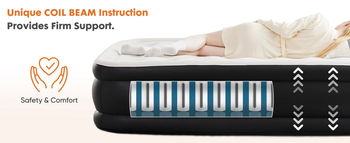 Queen Twin Size Air Mattress with Built-in Pump