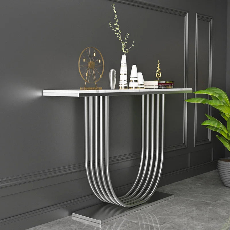 Salon Modern Corner Table – Italian Luxury Metal Console for Hallway and Living Room