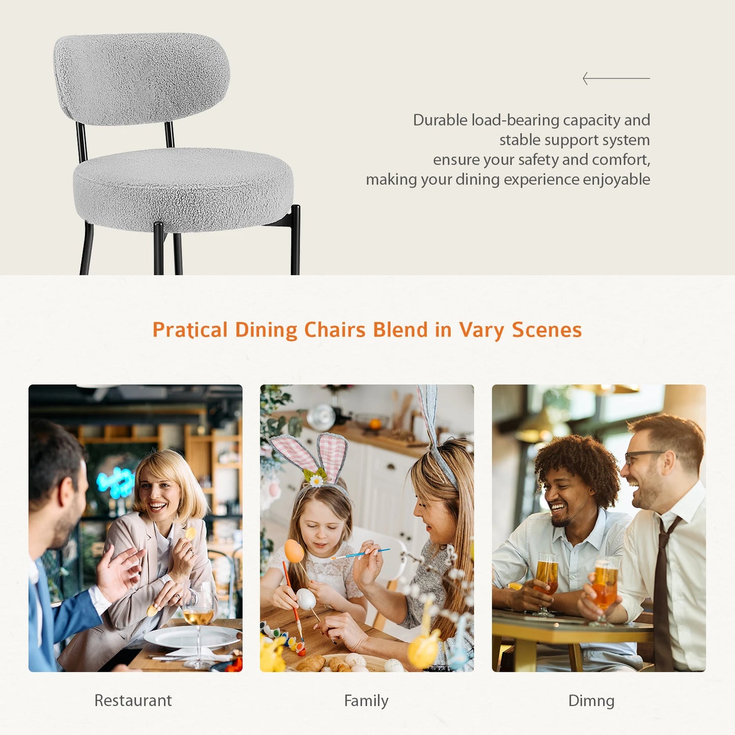 Ergonomic Round Dining Chairs (Set of 2)