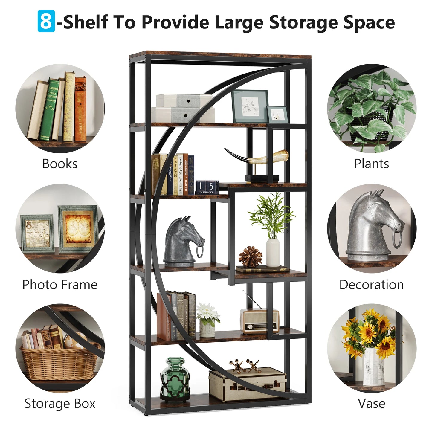Half‑Moon Etagere Bookcase