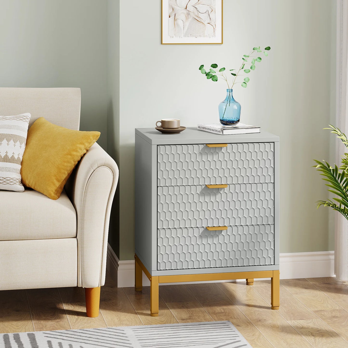 Hexagon 3-Drawer Nightstand