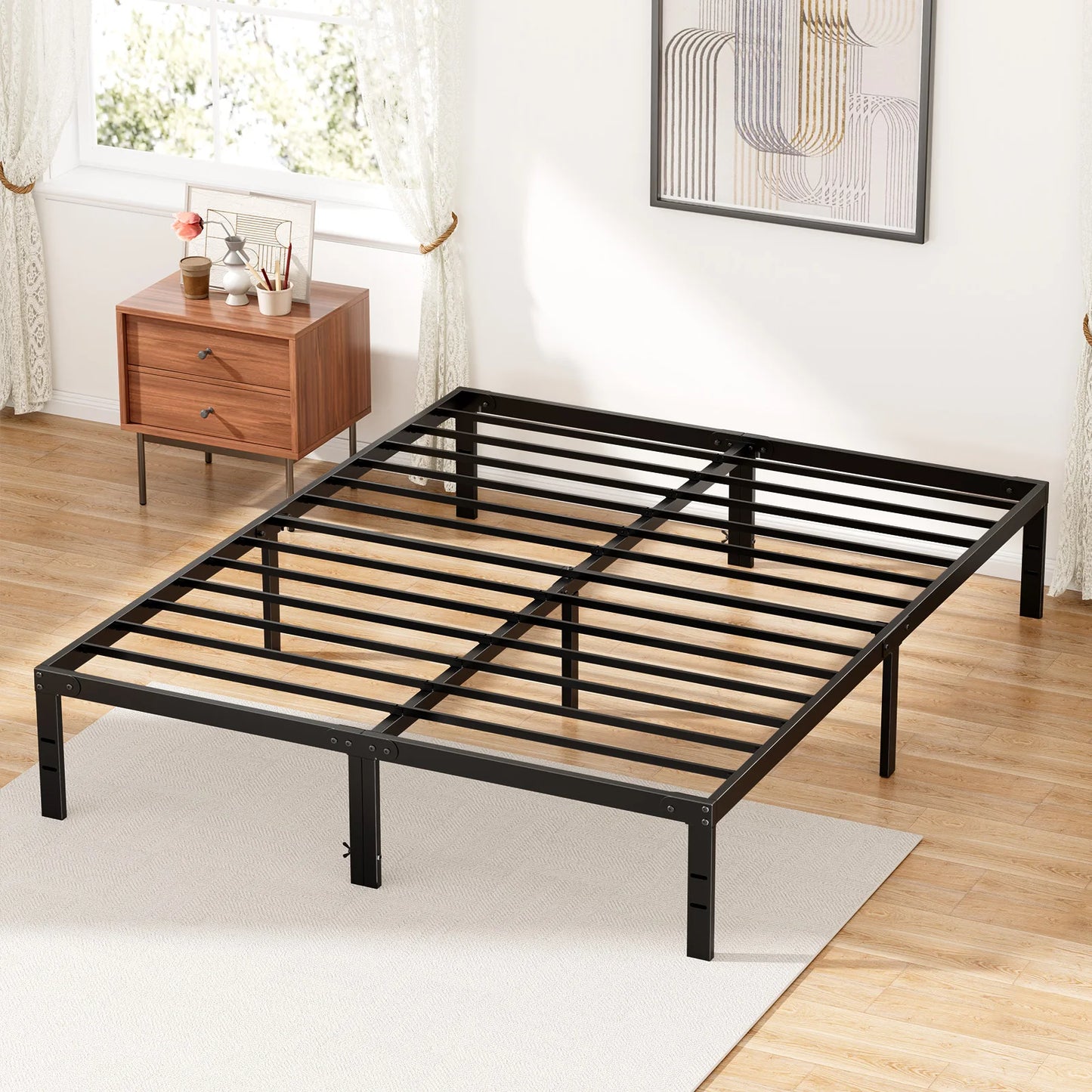Metal Bed Frame with Storage Space