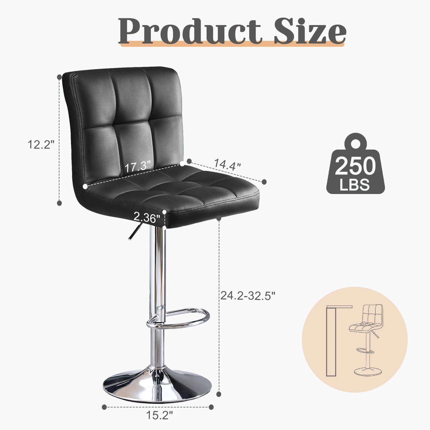 Leather Bar Stools Set of 2