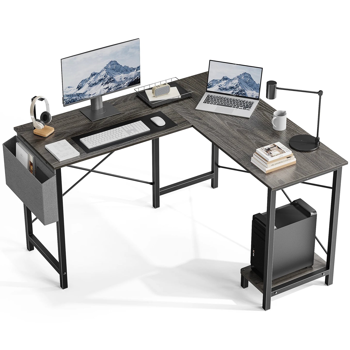 50-Inch Gaming Corner Desk with CPU Storage Shelf