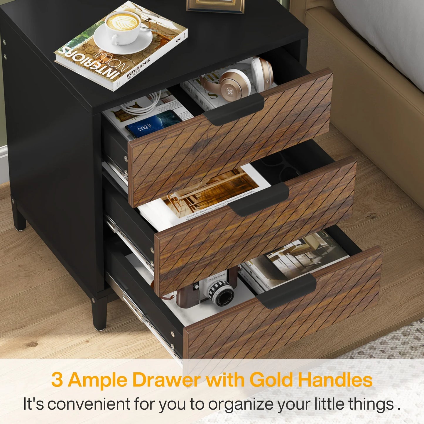 White & Gold Nightstand