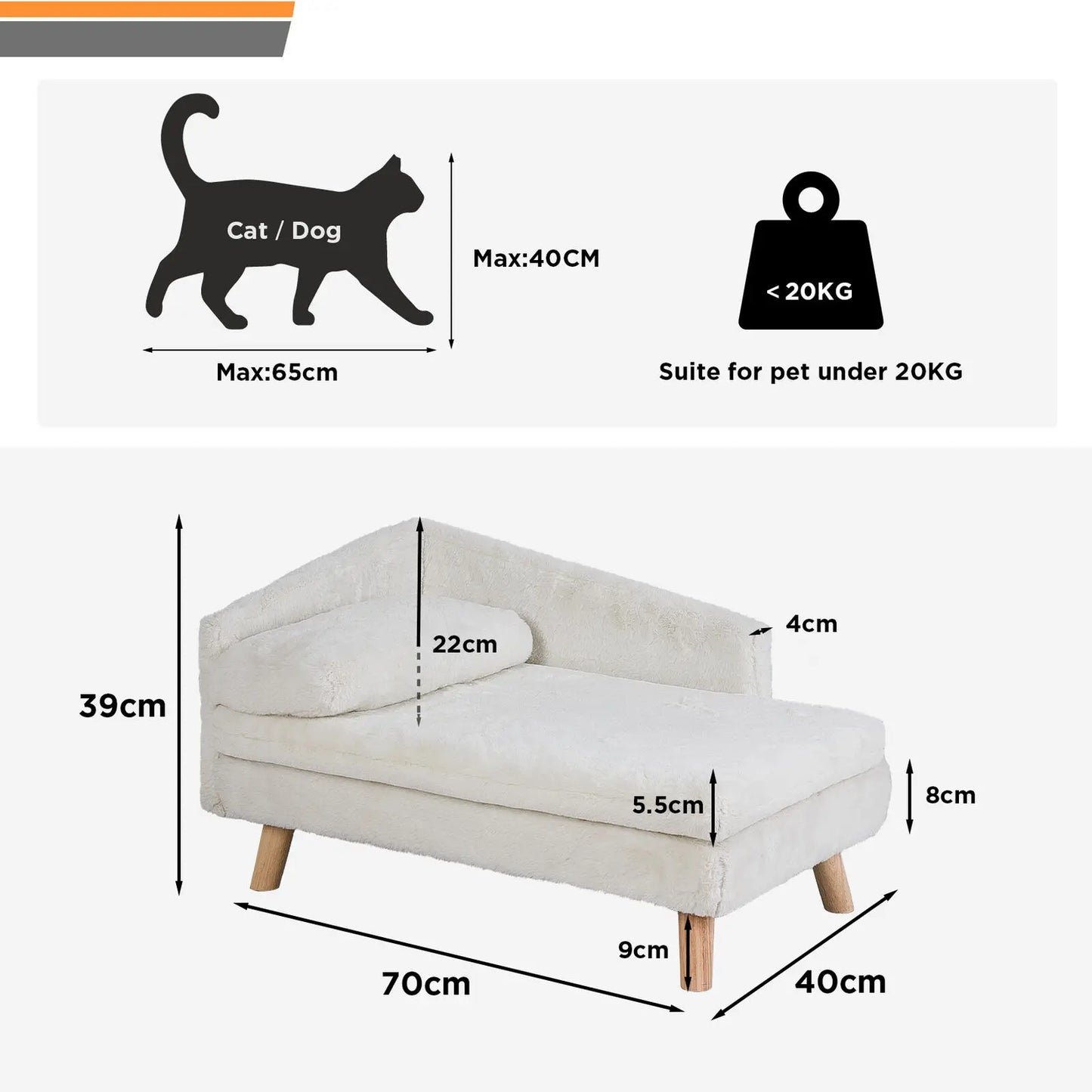 L-Shaped Elevated Pet Sofa Bed