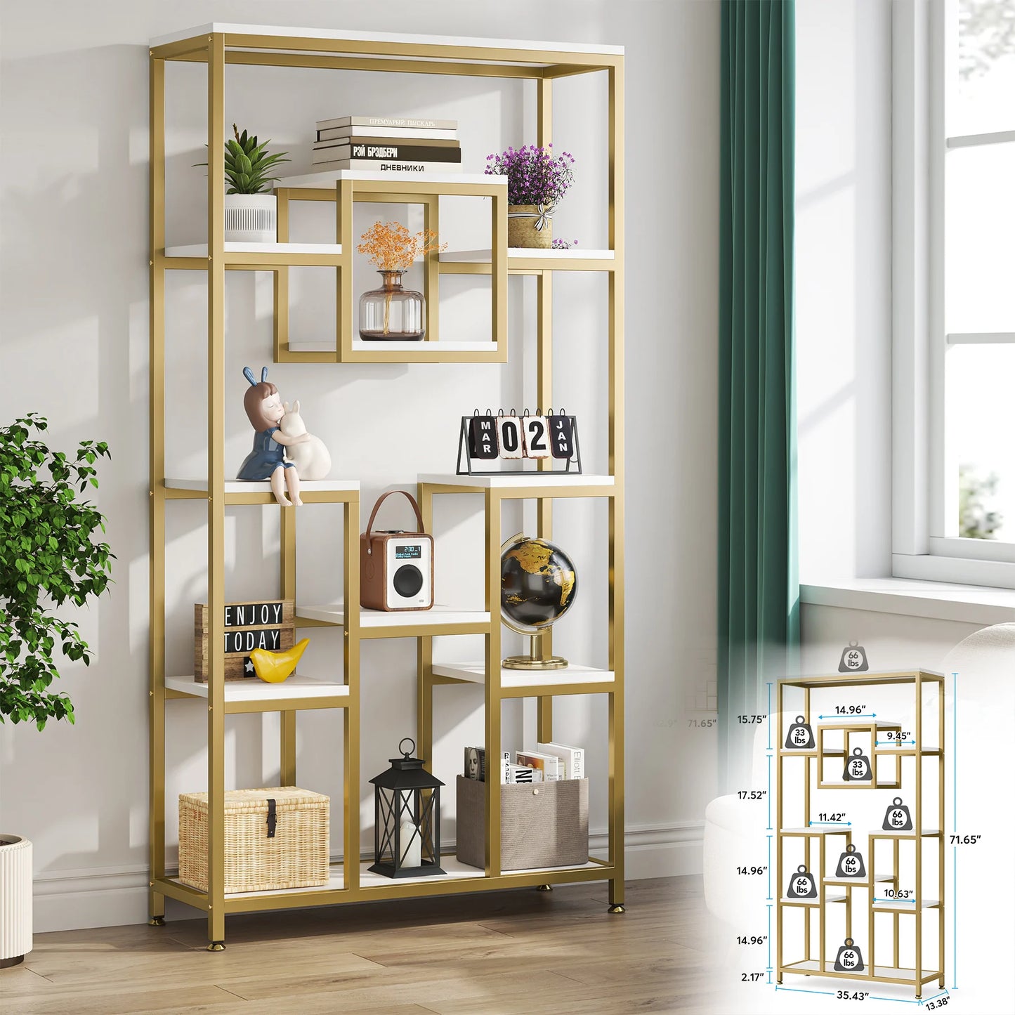 Gold Etagere Bookcase