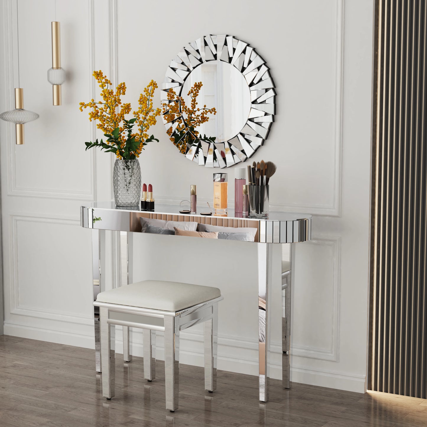 Silver Mirrored Console Table