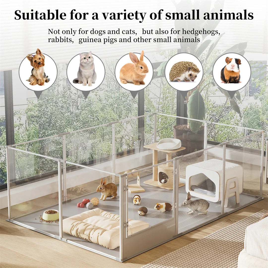 Clear Acrylic Dog Playpen with Pad