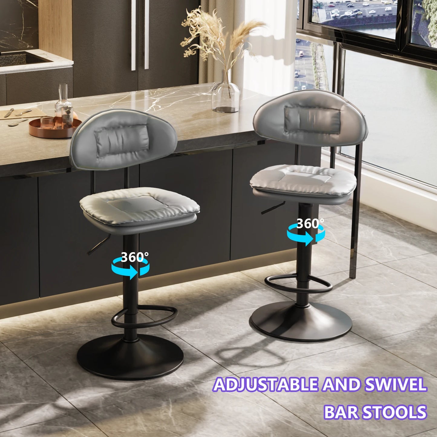 Adjustable Swivel Bar Stools Set