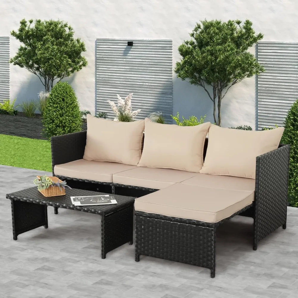 Rattan Loveseat Trio