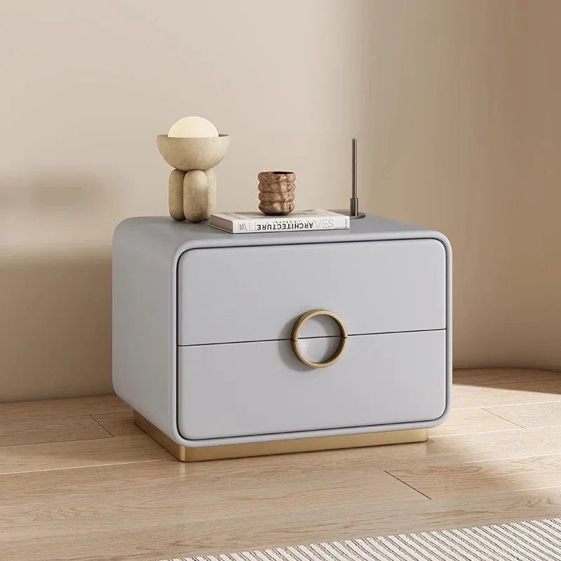 Glamour Modern Nightstand – Minimalist Bedside Table with Drawers and Storage