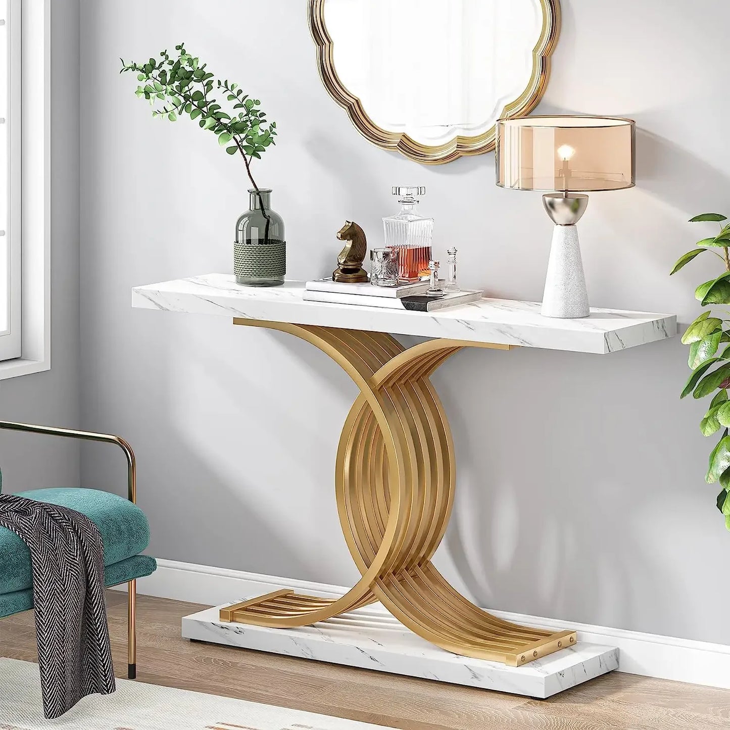 Gold Geometric Console