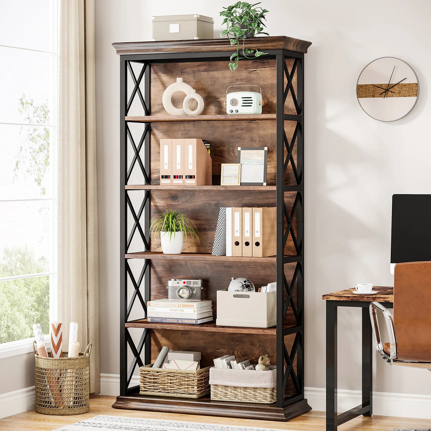 Industrial X-Frame Bookcase