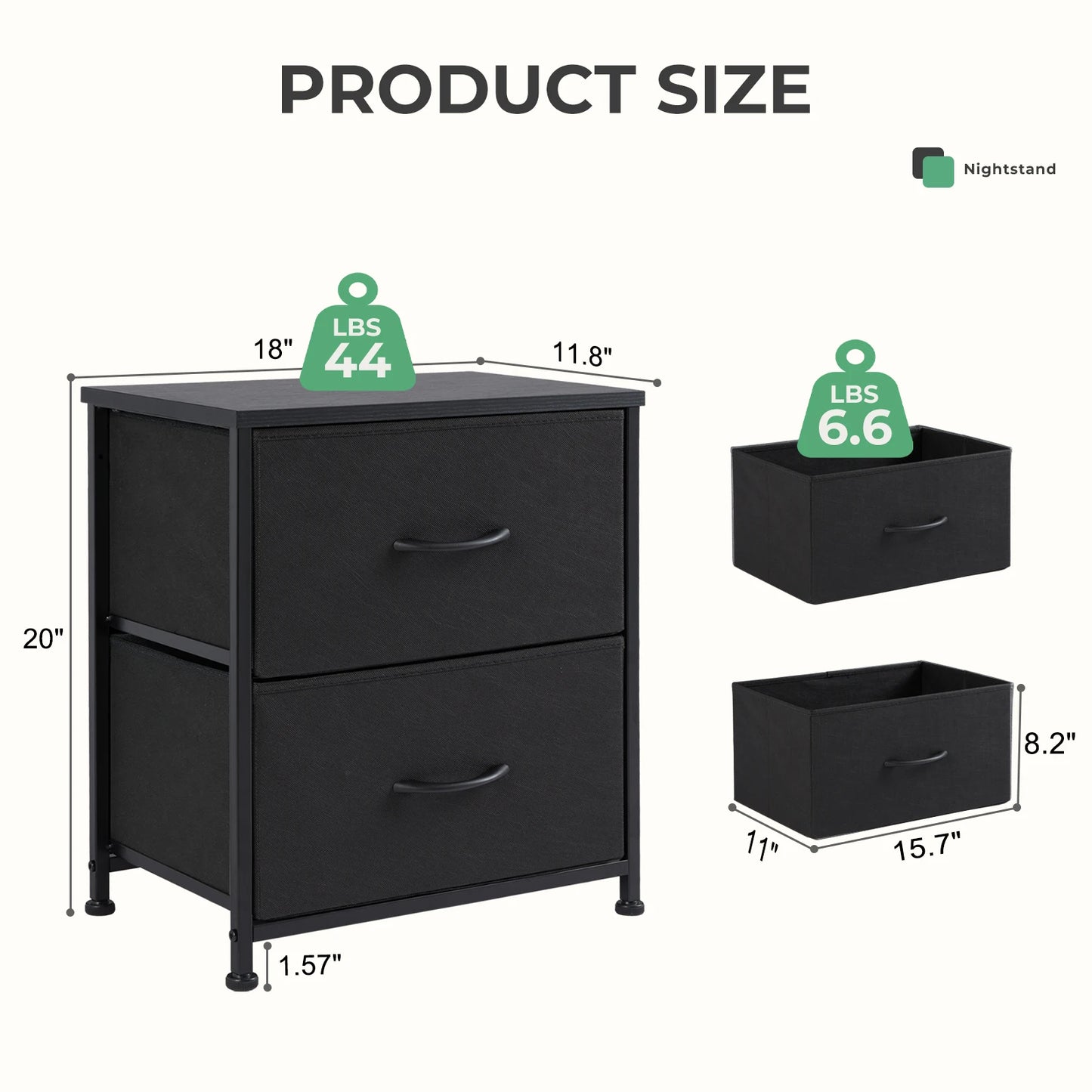 Set of 2 Living Room Cabinets with Fabric Drawers