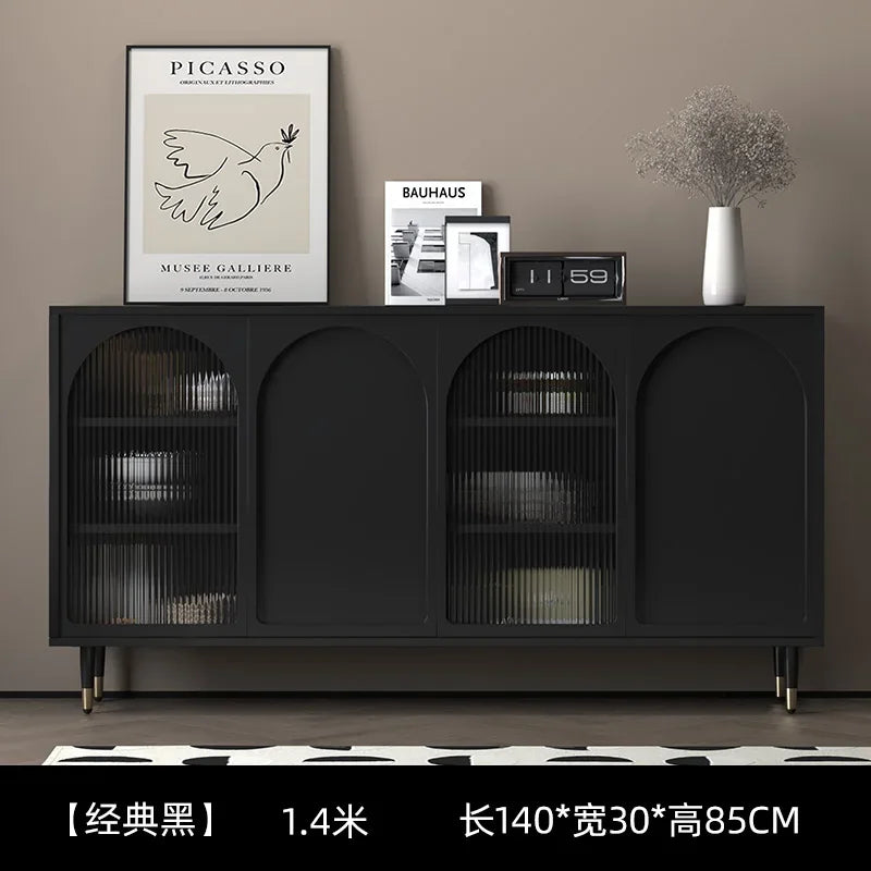 Black Luxury Dresser Cabinet – Minimalist Modern Storage with Hidden Handles and Sleek Drawers