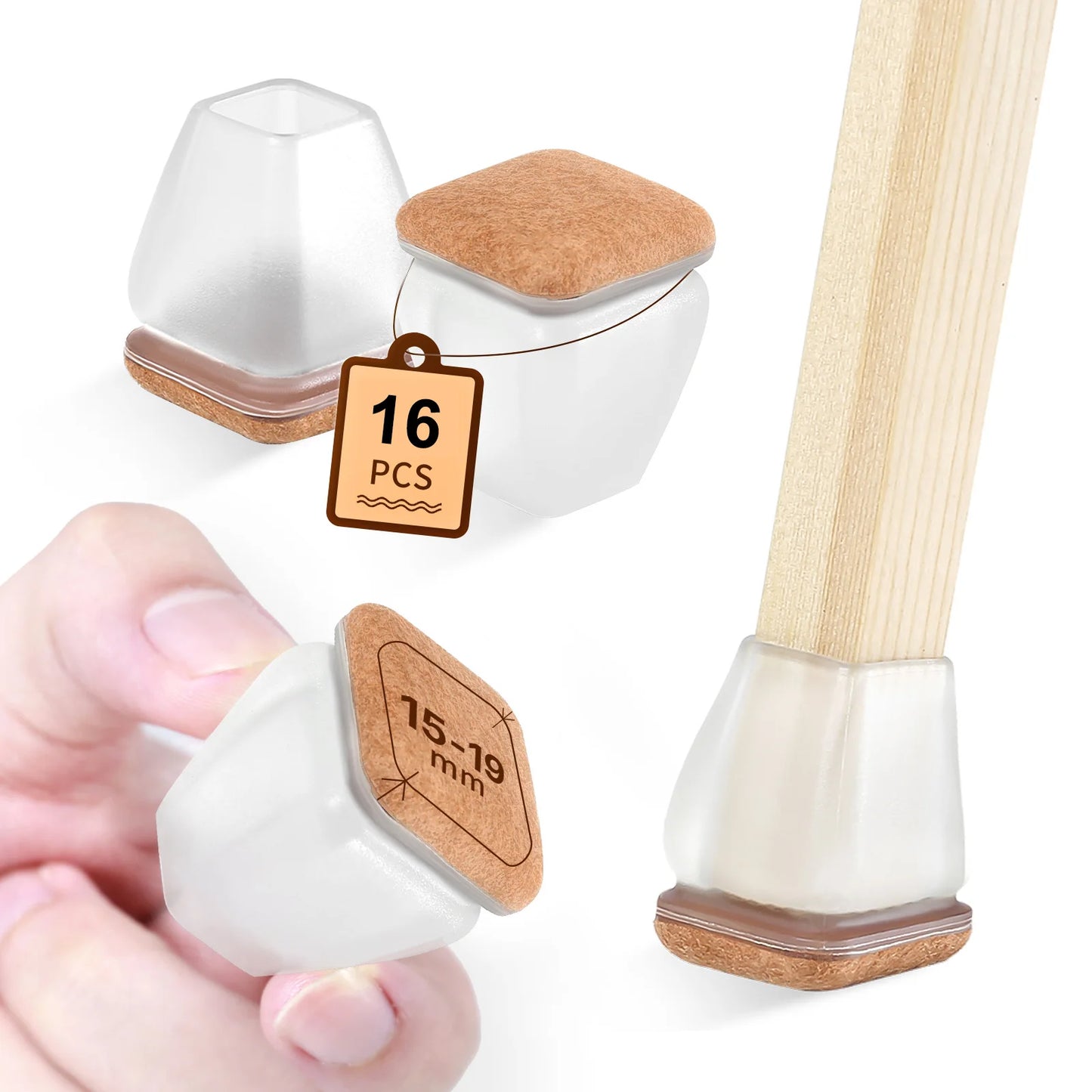 Chair Leg Floor Protectors with Felt Pads (16PCS)