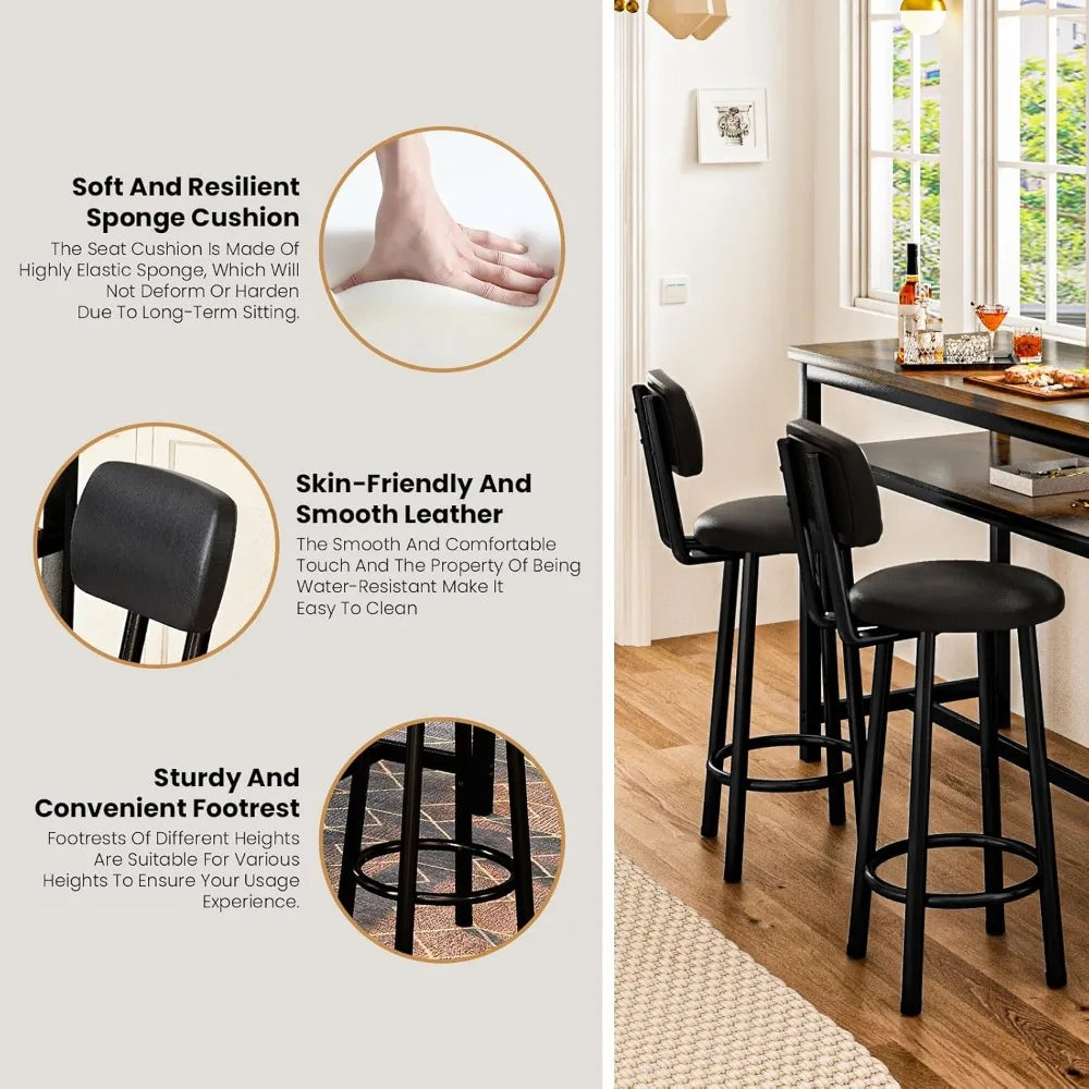 Rustic Bar Dining Set for 2