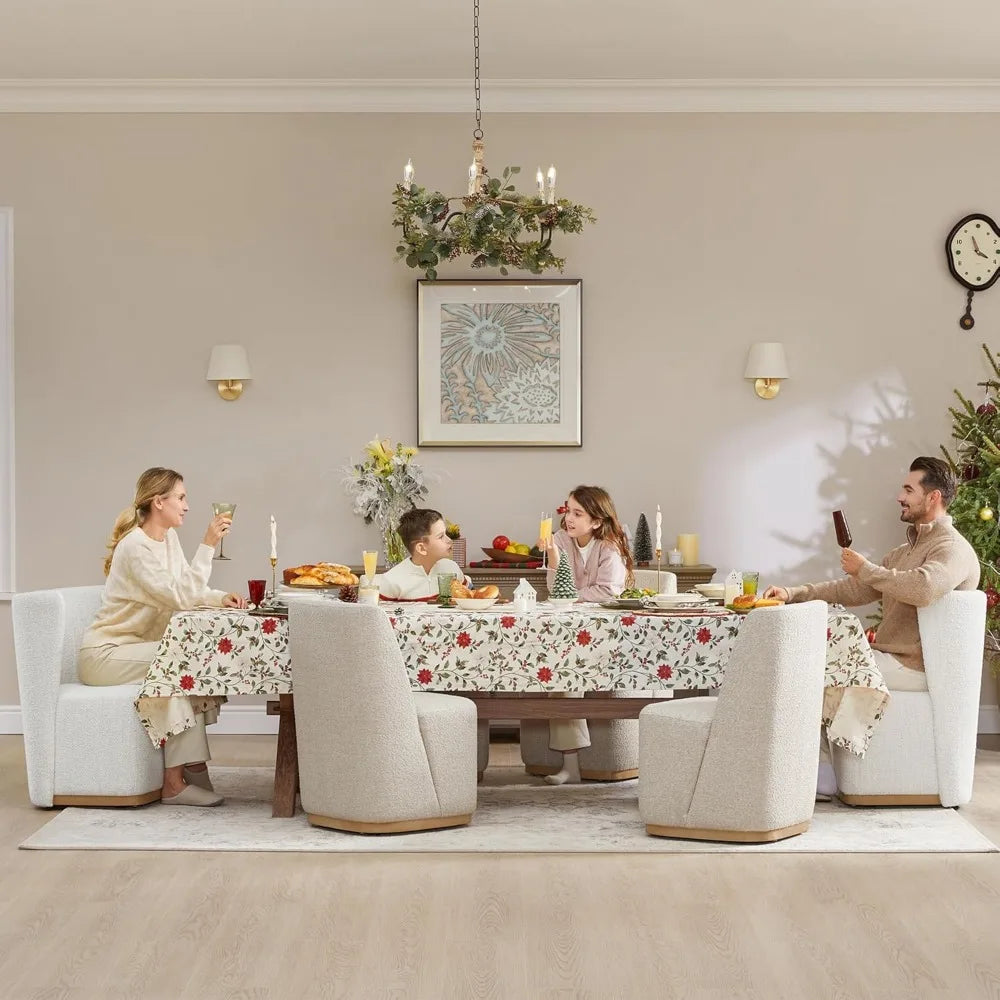 Boucle Rolling Dining Chairs