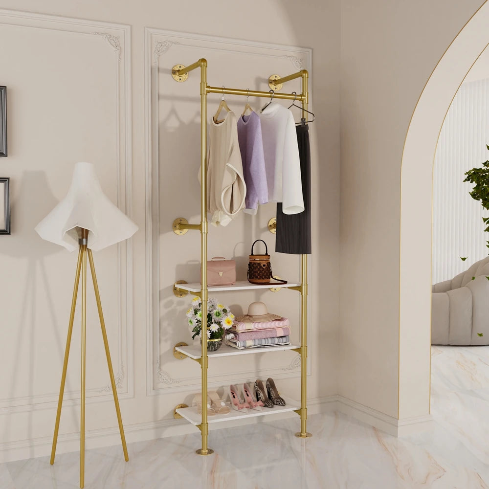 Industrial Gold Clothes Rack