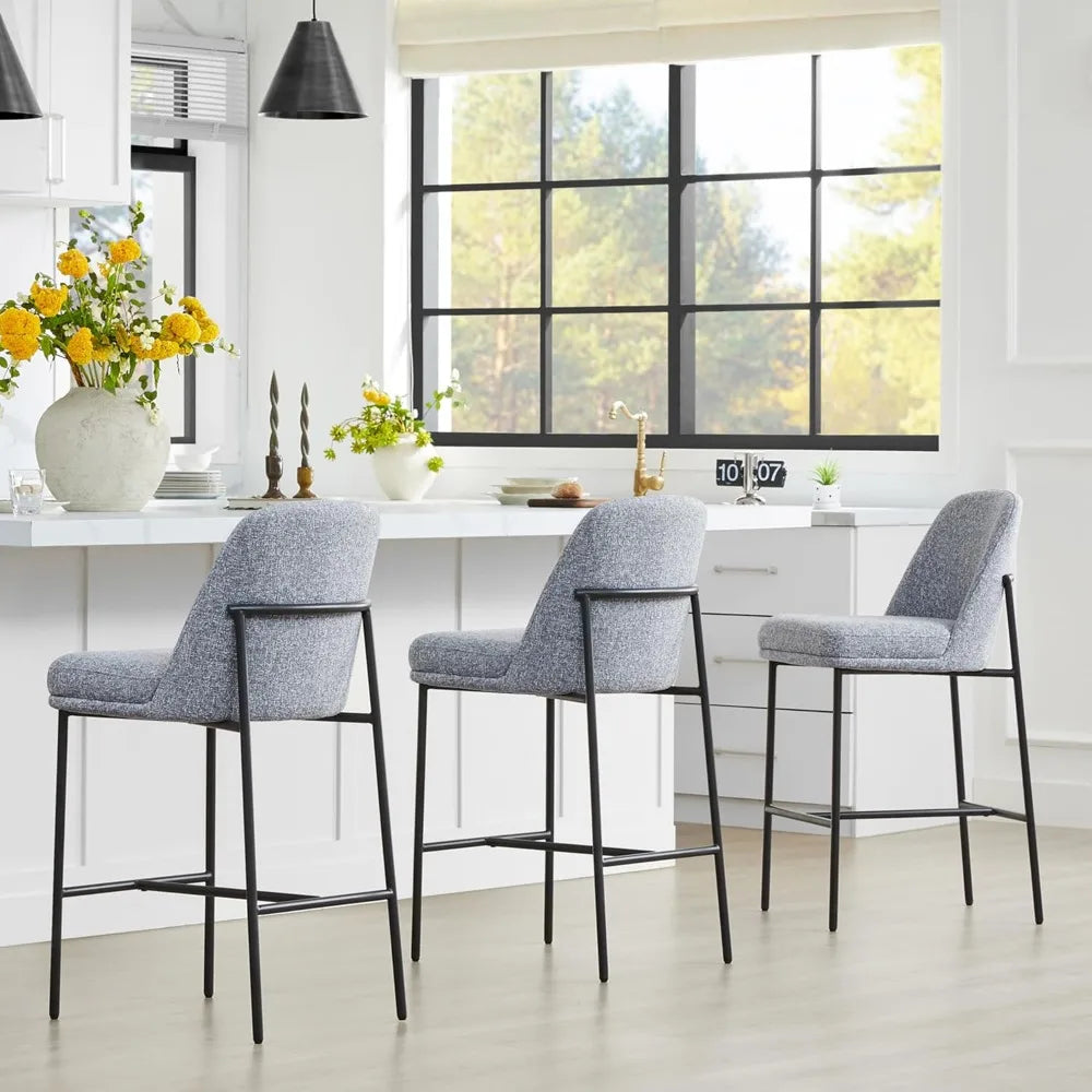Grey Fabric Bar Stools