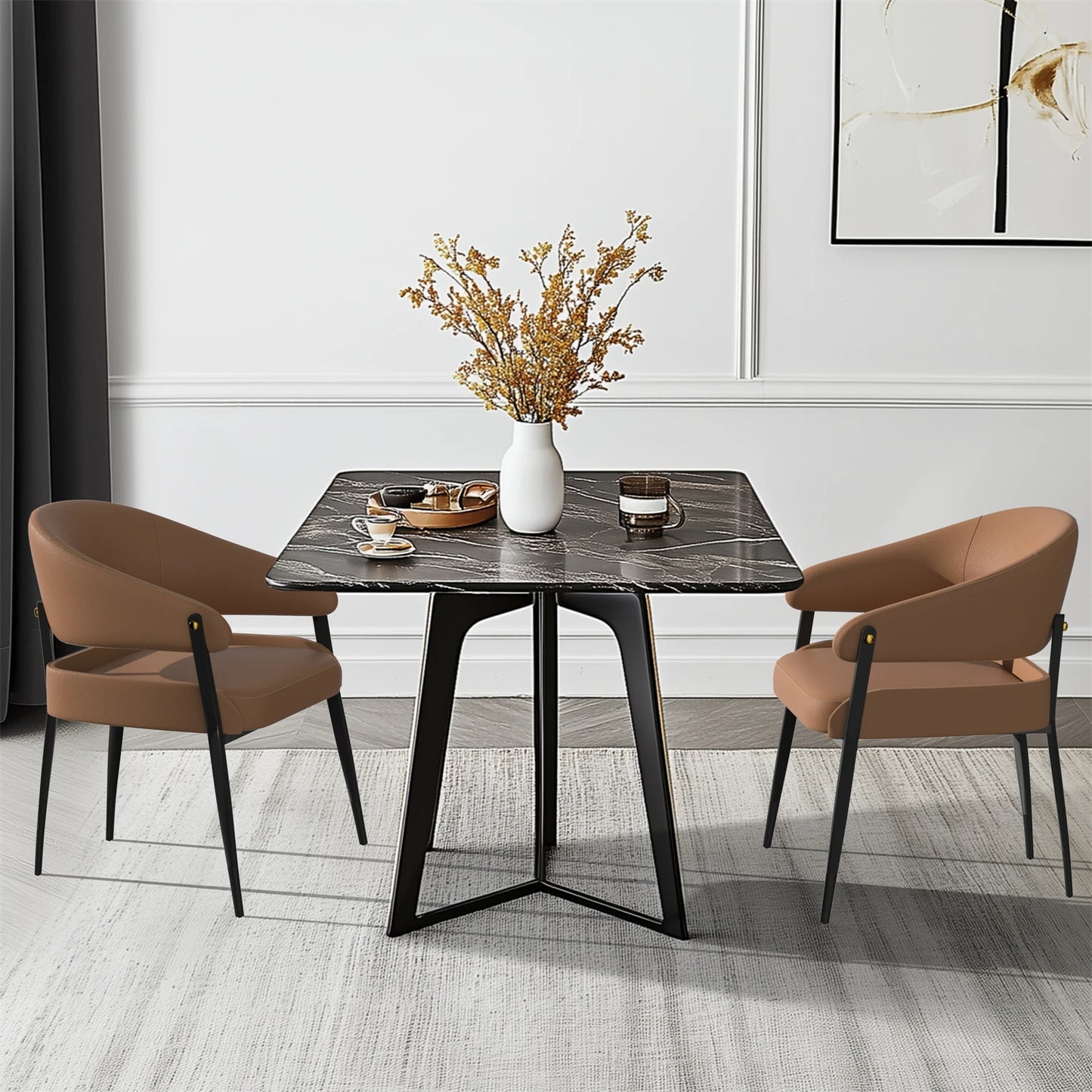 Set of 2 Leather Dining Chairs