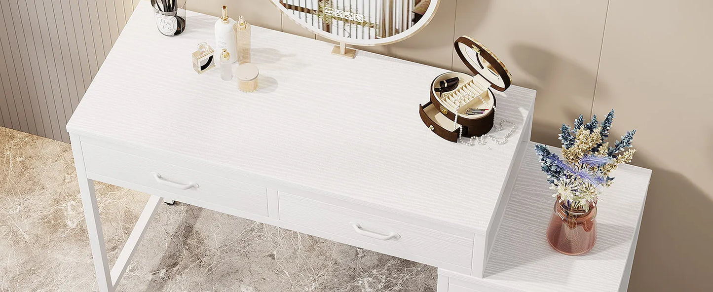 White 5‑Drawer Vanity Desk
