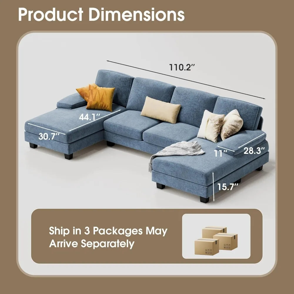 U‑Shaped Linen Sofa