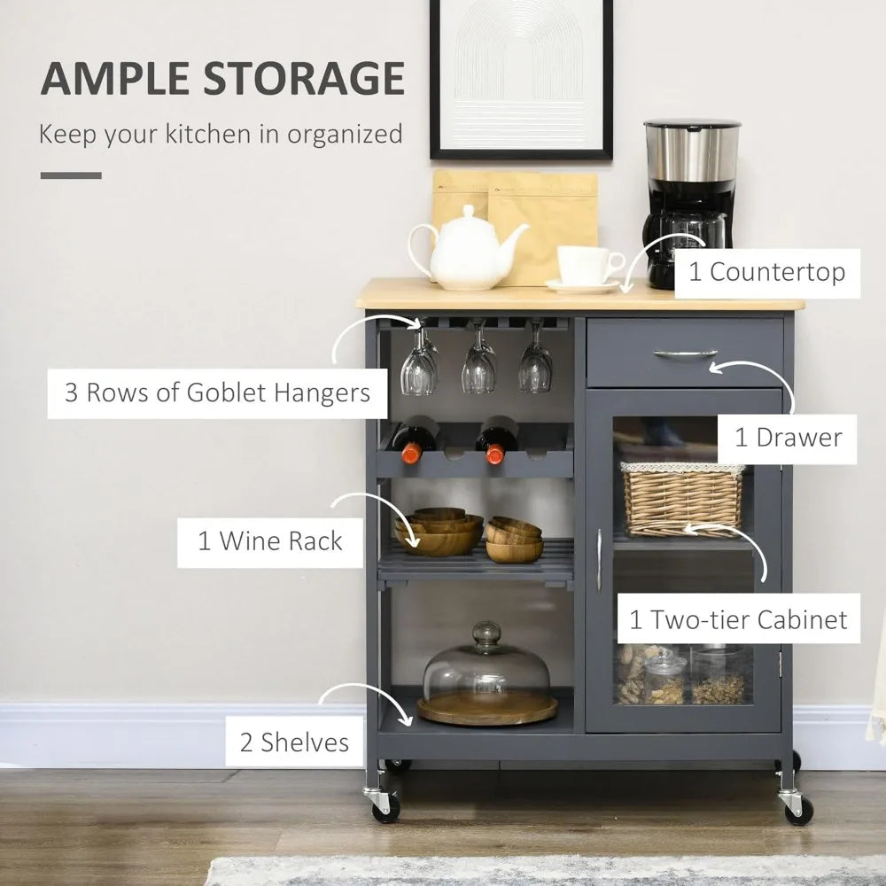 Rolling Kitchen Wine Cart