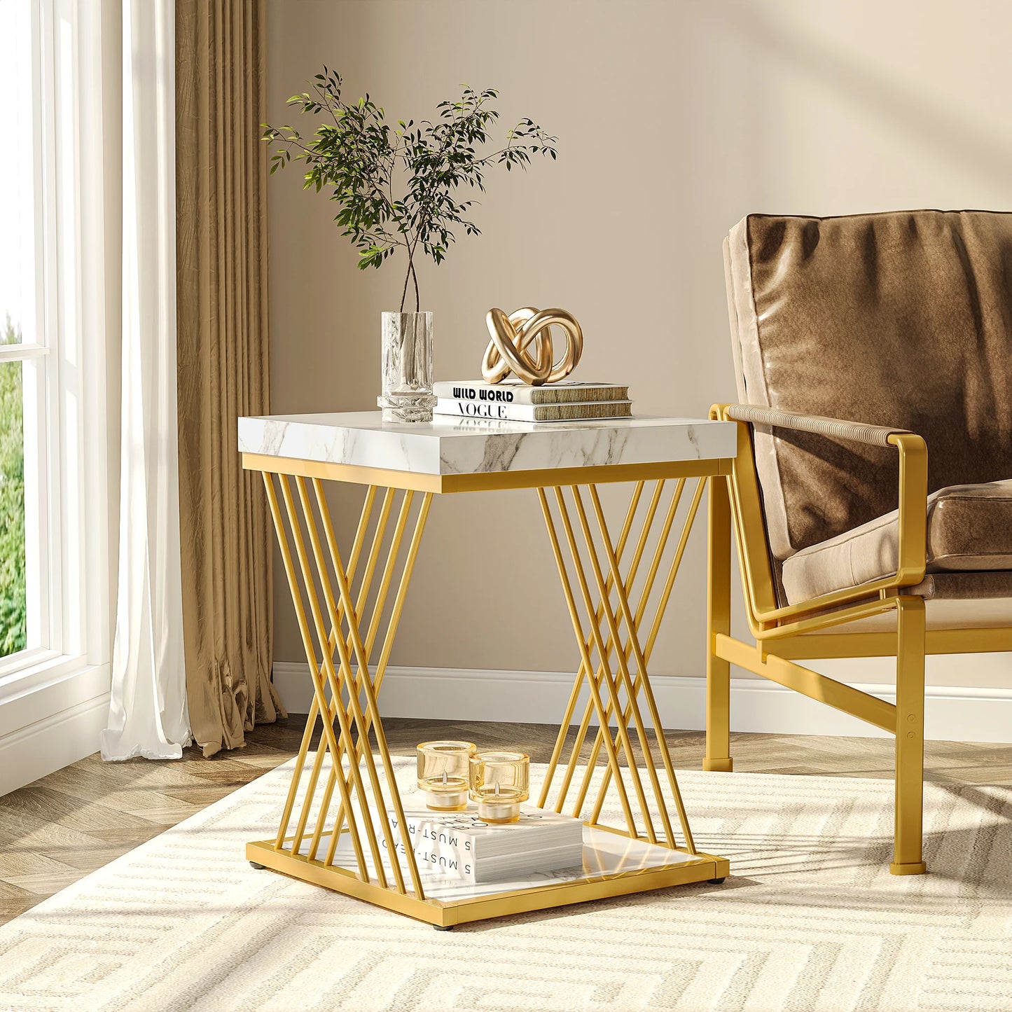 White Gold Side Table