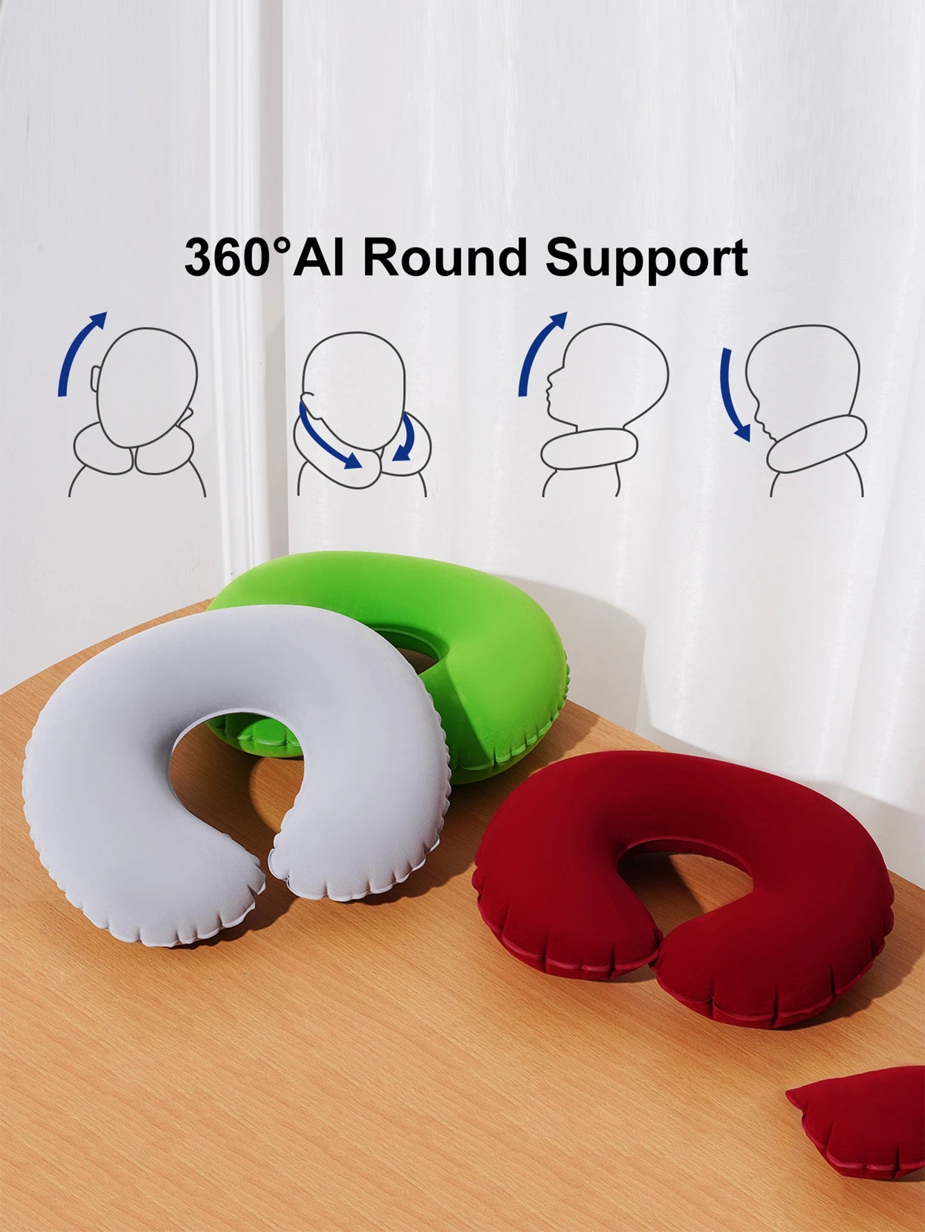 2Pcs inflatable U-shaped pillow