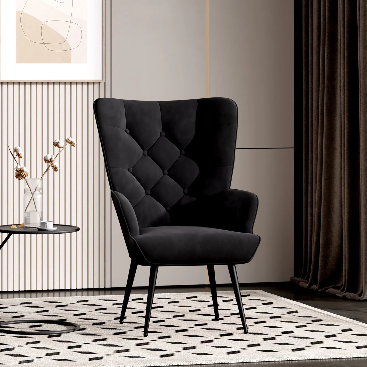 Velvet High Back Armchair