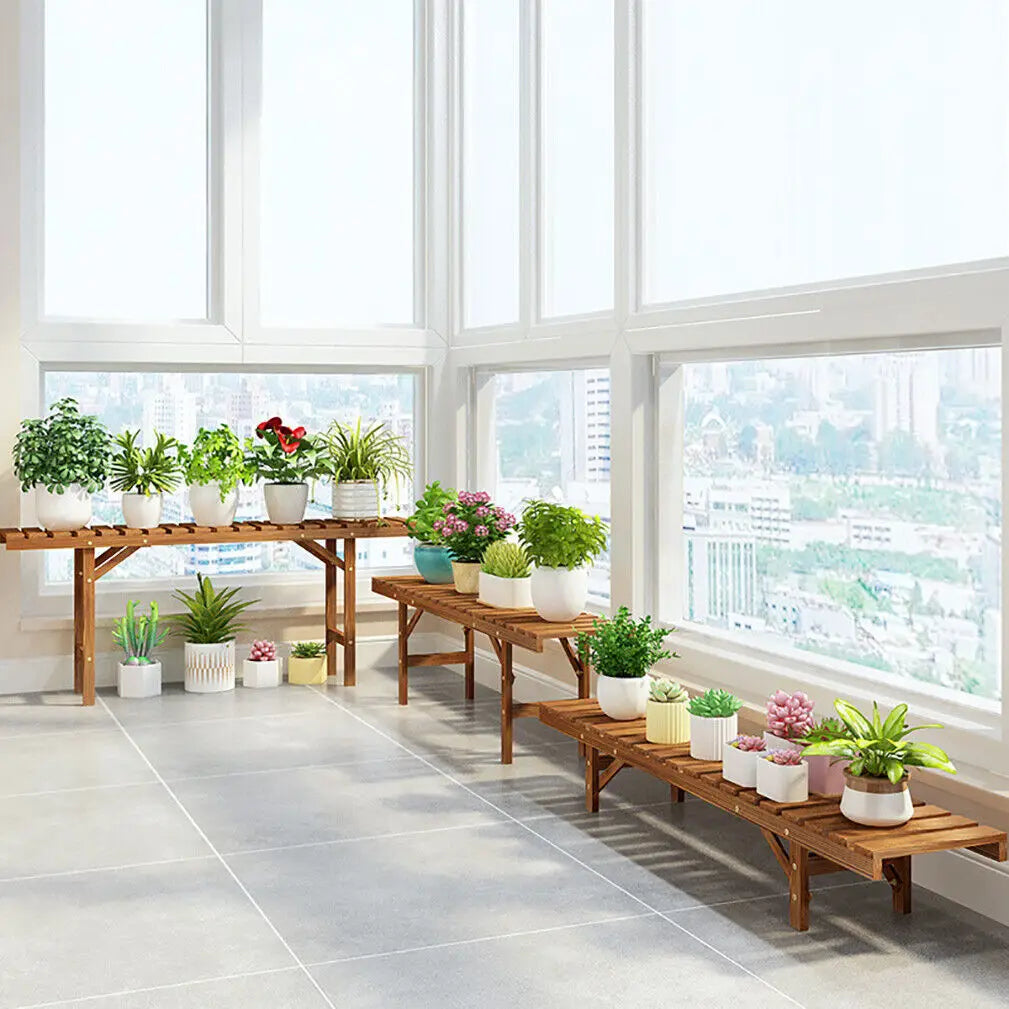 Wood Ladder Plant Shelf