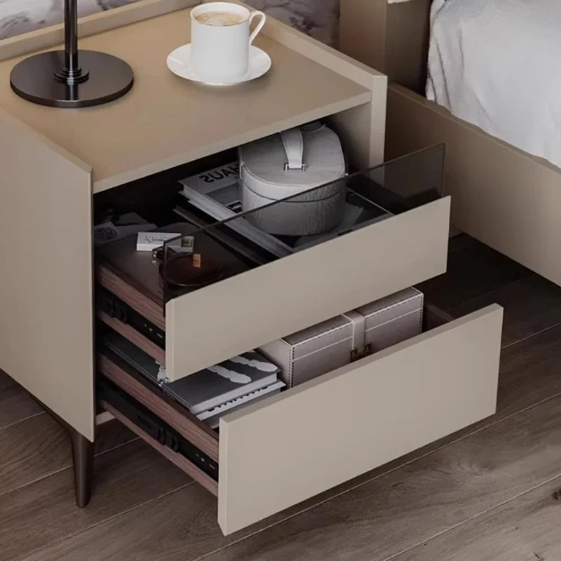 Italian Luxury Nightstand – Modern Nordic Bedside Table with Drawers
