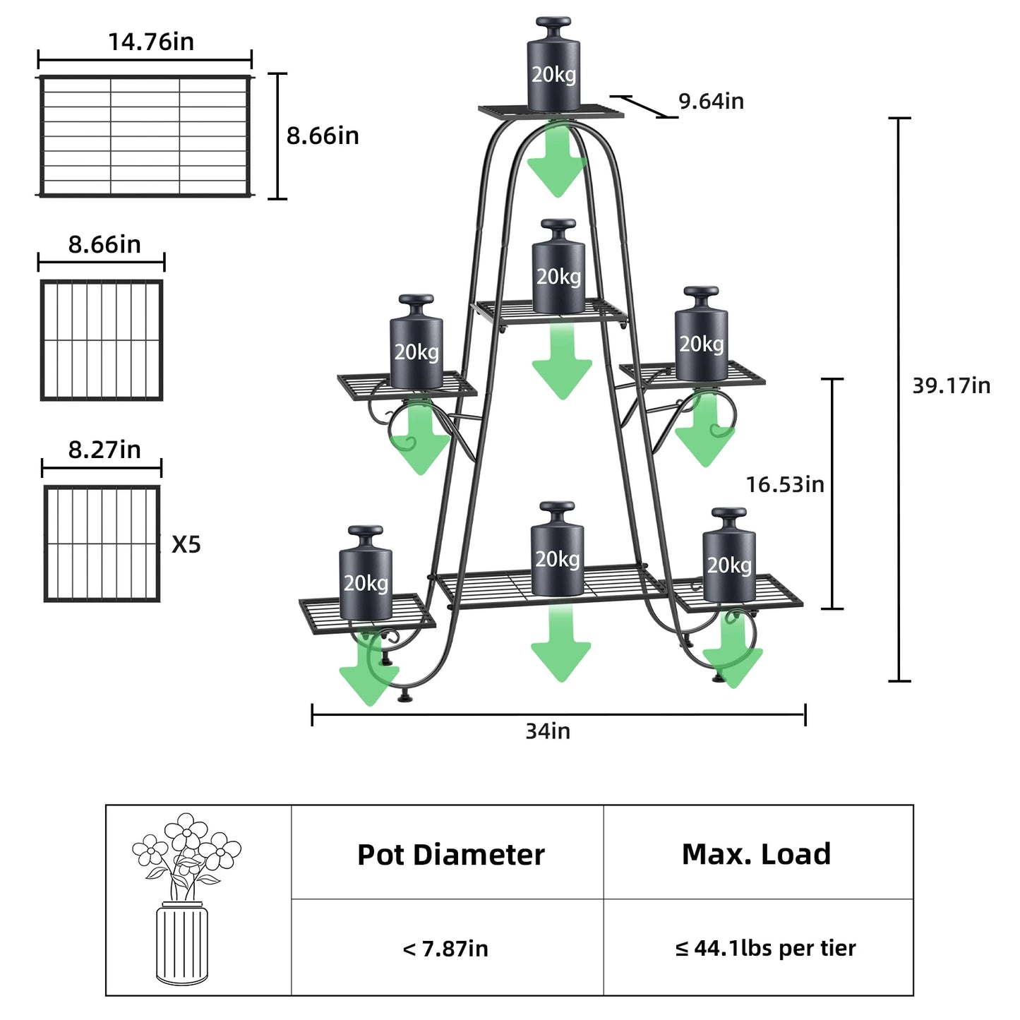 7-Tier Metal Plant Rack