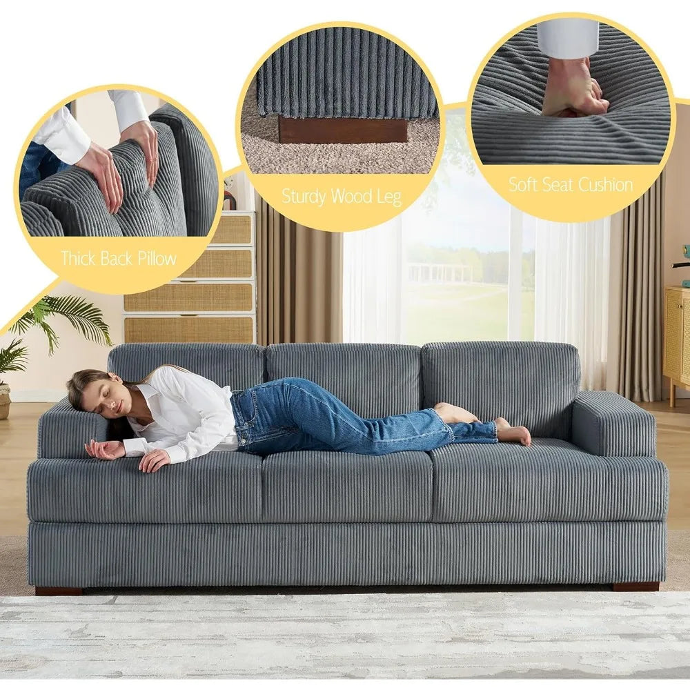 Grey Corduroy Sofa