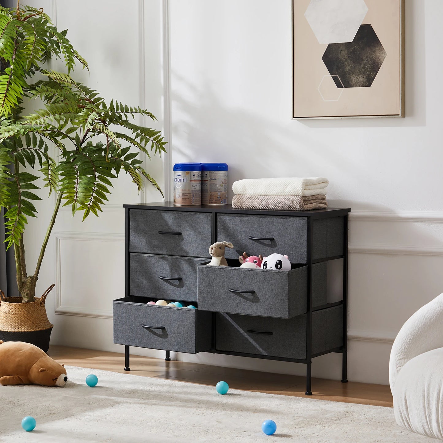 Fabric Drawer Nightstand