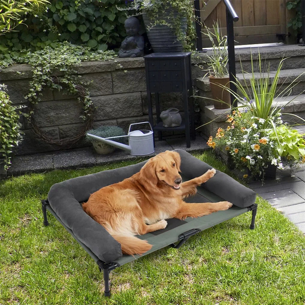 Outdoor Elevated Dog Bed with Bolster