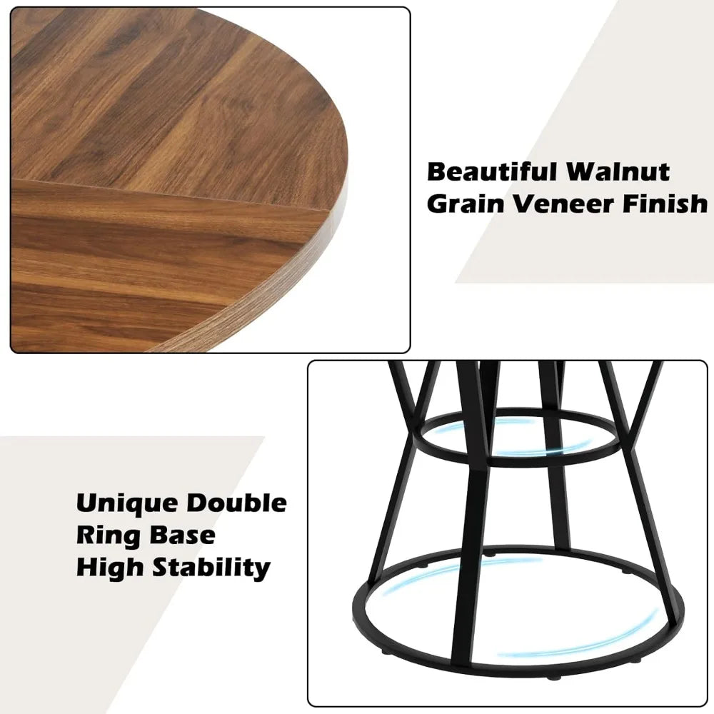 47” Round Dining Table Set – 5-Piece Boucle Chairs with Modern Circle Table