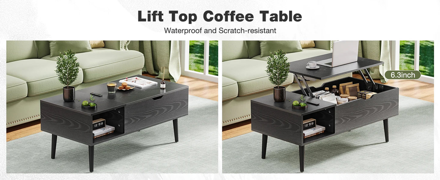 Lift Top Coffee Table with Adjustable Storage Shelf