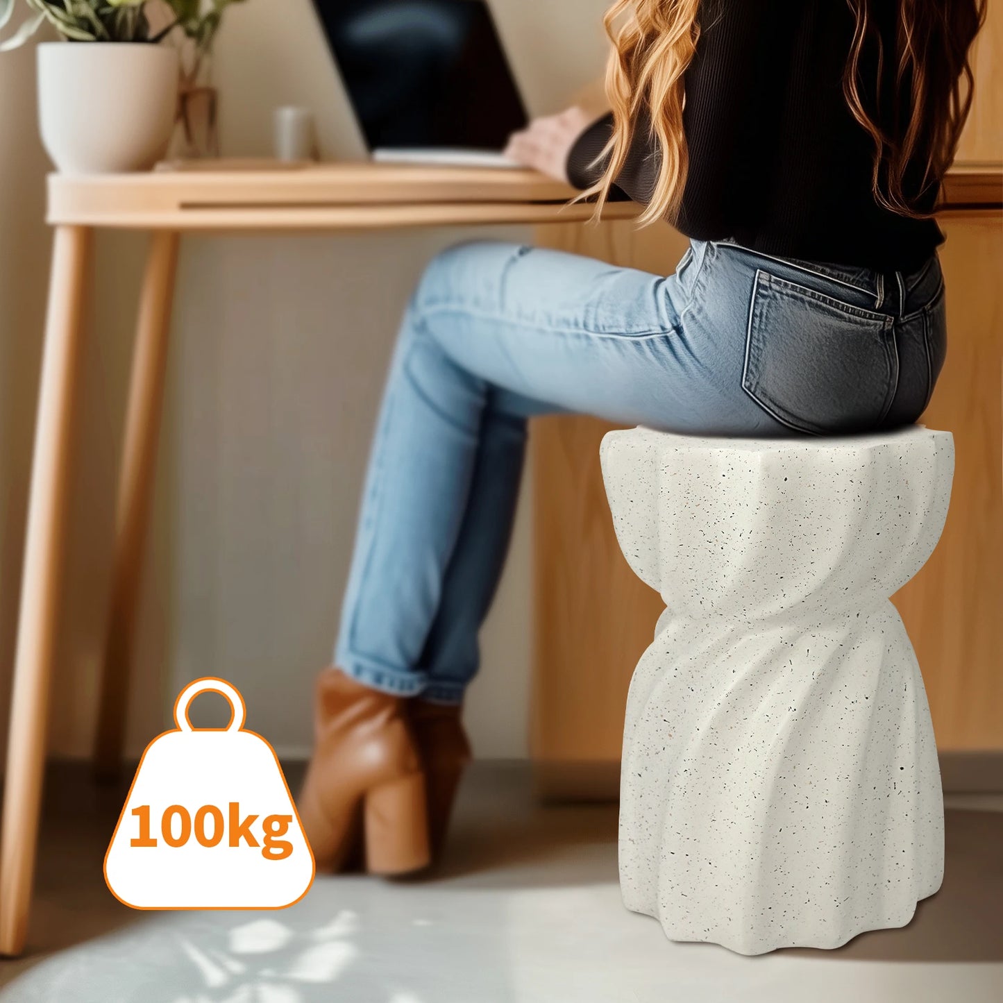 Hourglass Concrete Accent Side Table