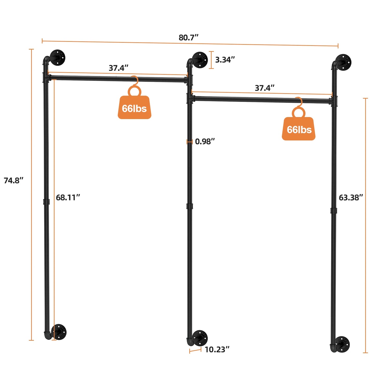 Industrial Wall Clothes Rod