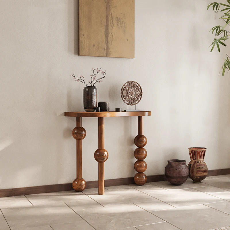Luxury Corner Console Table – Modern Wooden Entryway Table for Elegant Hall and Living Room Spaces